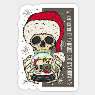 "Dead Inside But It's Christmas" Funny Skull Sticker